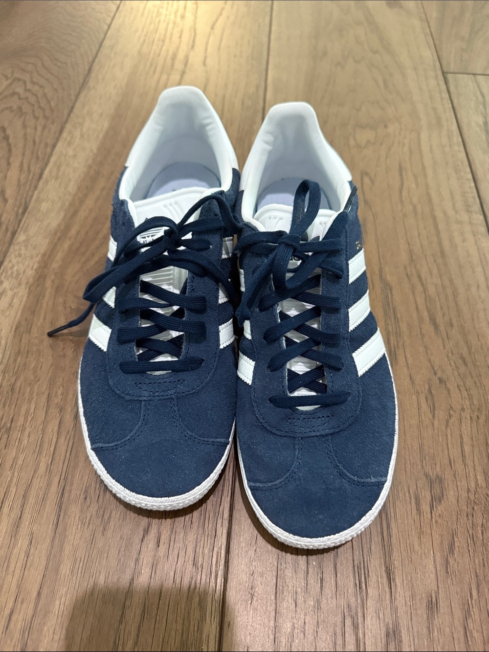 adidas Navy Suede Sneakers with White Stripes- like new